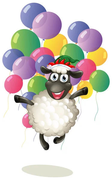 Sheep and colorful balloons — Stock Vector