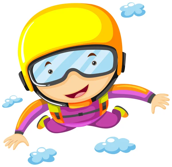 Person doing sky diving alone — Stock Vector