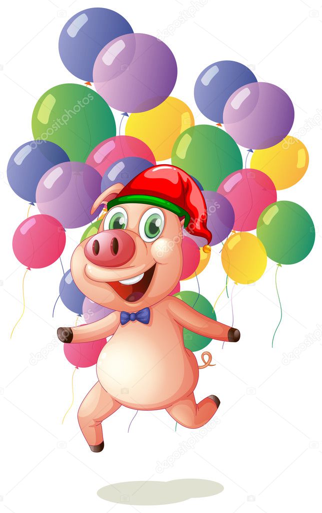 Christmas theme with pig and balloons
