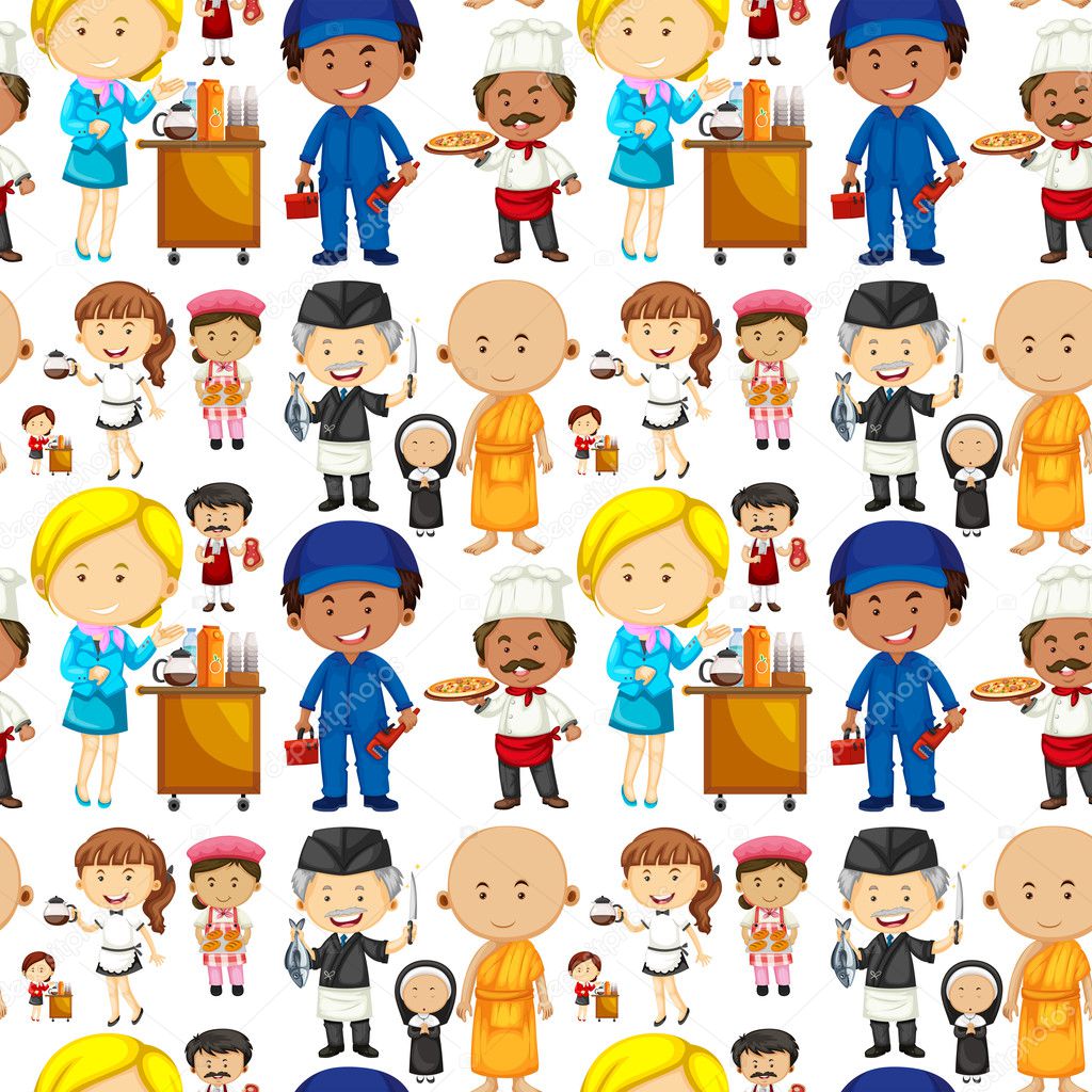 Seamless background with people and jobs