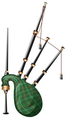 Scottish bagpipe on white background clipart