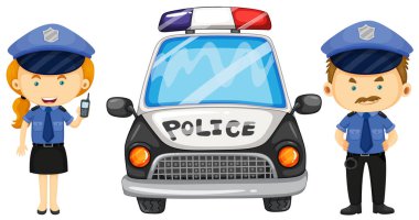 İki polis memuru polis arabası tarafından