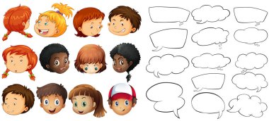 Çocuklar ve konuşma balonu şablonları