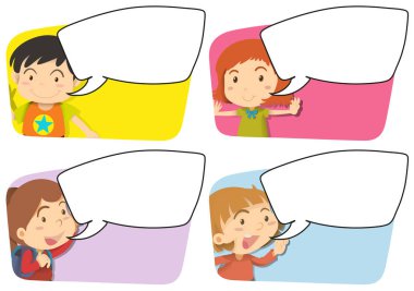 Konuşma balonu şablonları ile kız ve erkek