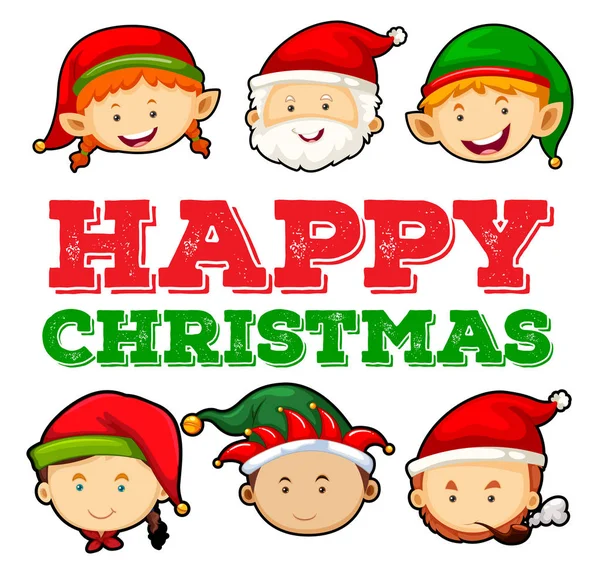 Biglietto natalizio con Babbo Natale e elfo — Vettoriale Stock