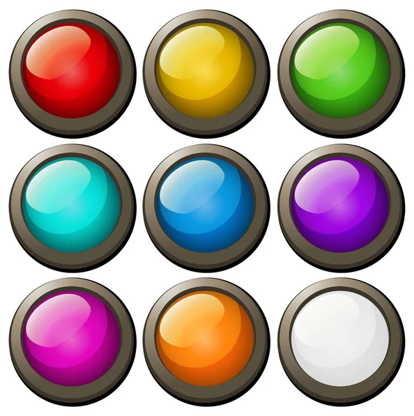 Okrągłe przyciski w różnych kolorach — Wektor stockowy