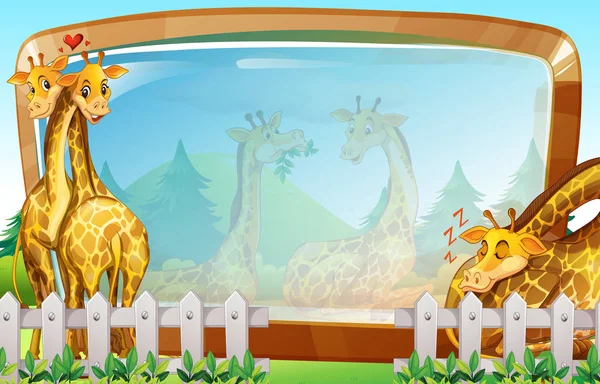 Frame template with giraffe in park — Stock Vector