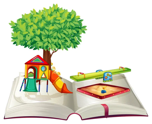 Libro de parque infantil en parque — Vector de stock