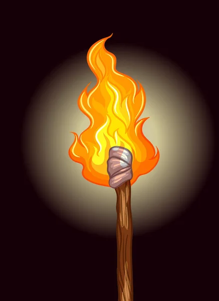 Fire on wooden stick — Stock Vector