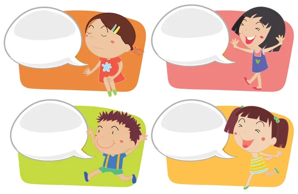 Speech bubble template with happy children — Stock Vector