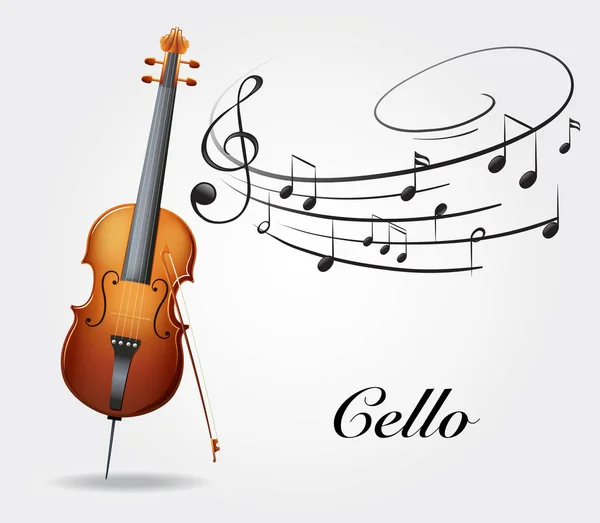 Cello and music notes — Stock Vector