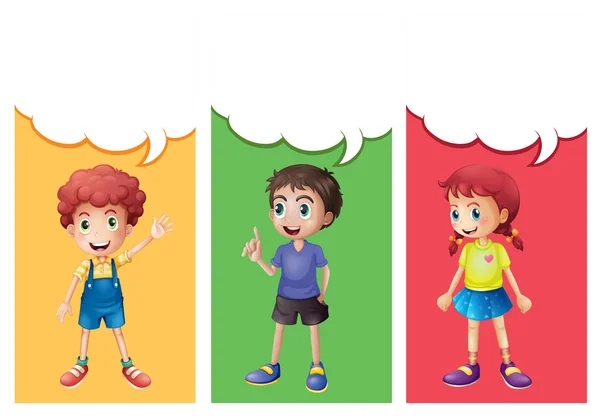 Speech bubble template with kids — Stock Vector
