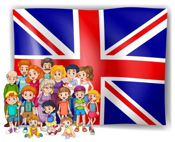 England flag and their people — Stock Vector