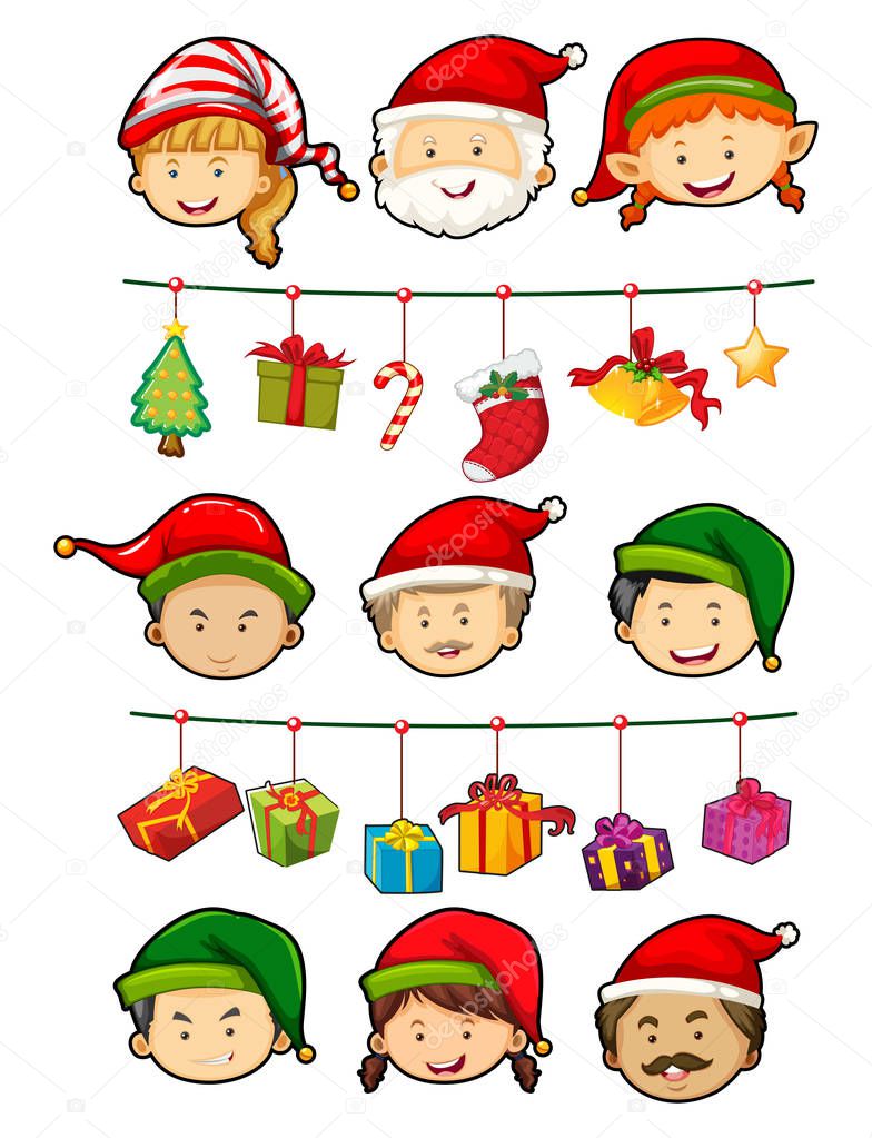 Christmas theme with people and ornaments