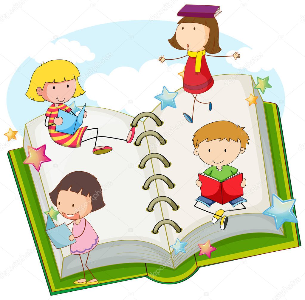 Children reading books together
