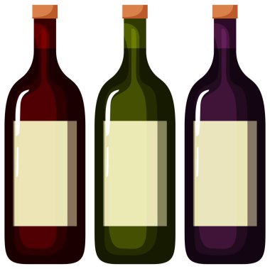 Üç şişe şarap beyaz etiketle