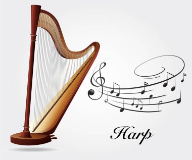 Harp and music notes clipart