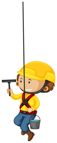 Window cleaner with safety equipments — Stock Vector