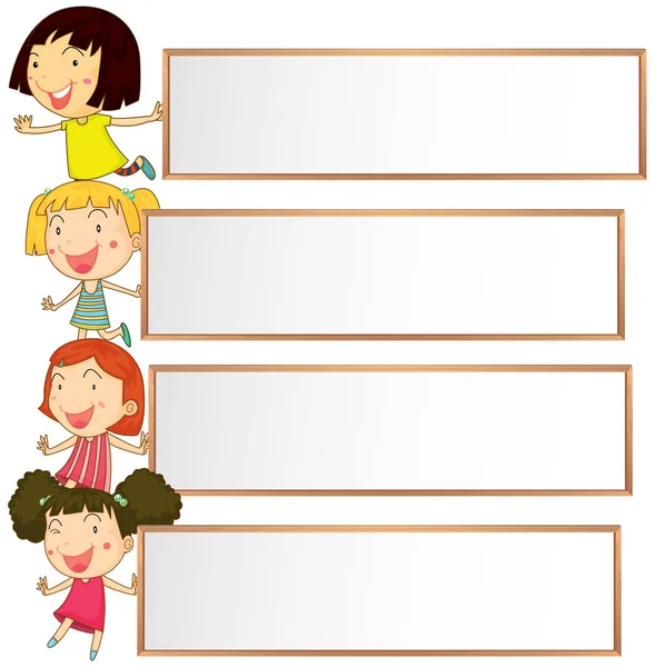 Diseño de banner con cuatro niños — Vector de stock