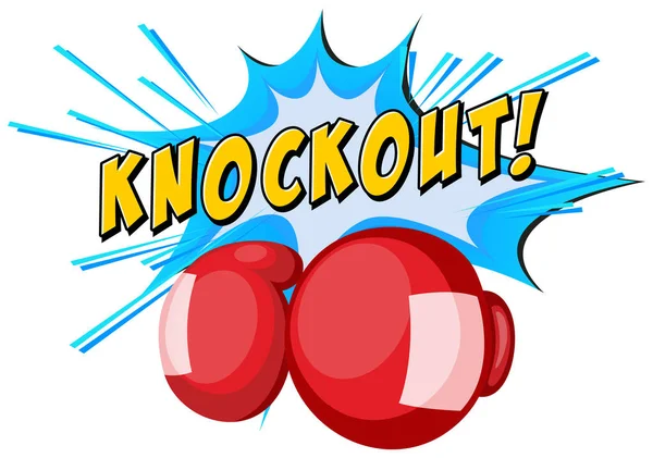 Expression knockout and boxing gloves — Stock Vector