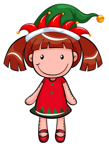 Tema de Navidad con muñeca vestida de rojo y verde — Archivo Imágenes Vectoriales