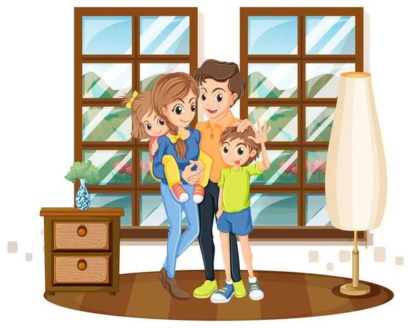 Family members in the house — Stock Vector