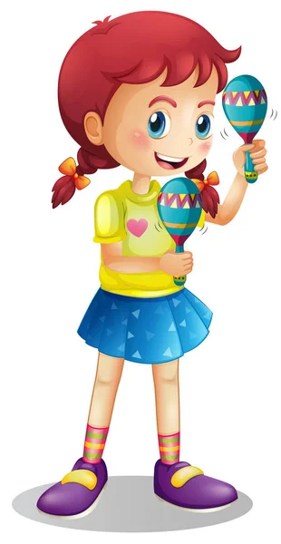 快乐的女孩玩 maracus — 图库矢量图片