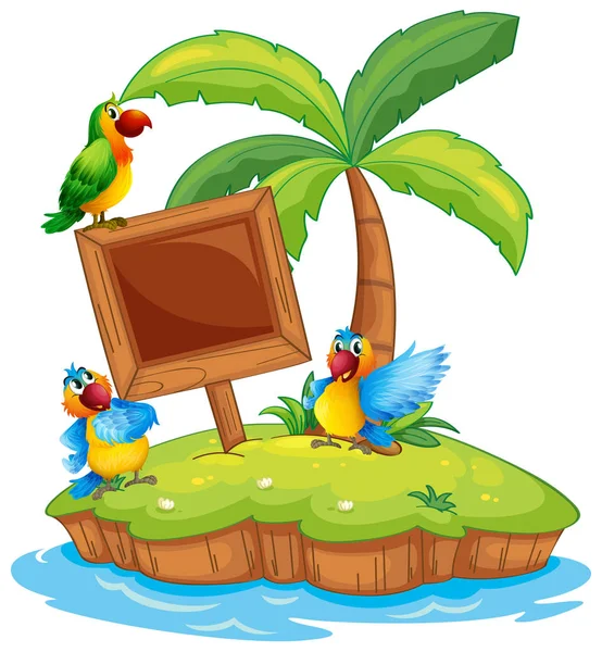 Scena con tre pappagalli sull'isola Illustrazione Stock