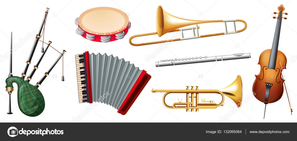 Worksheets Types Of Musical Instrument different types of musical instruments stock vector illustration by interactimages