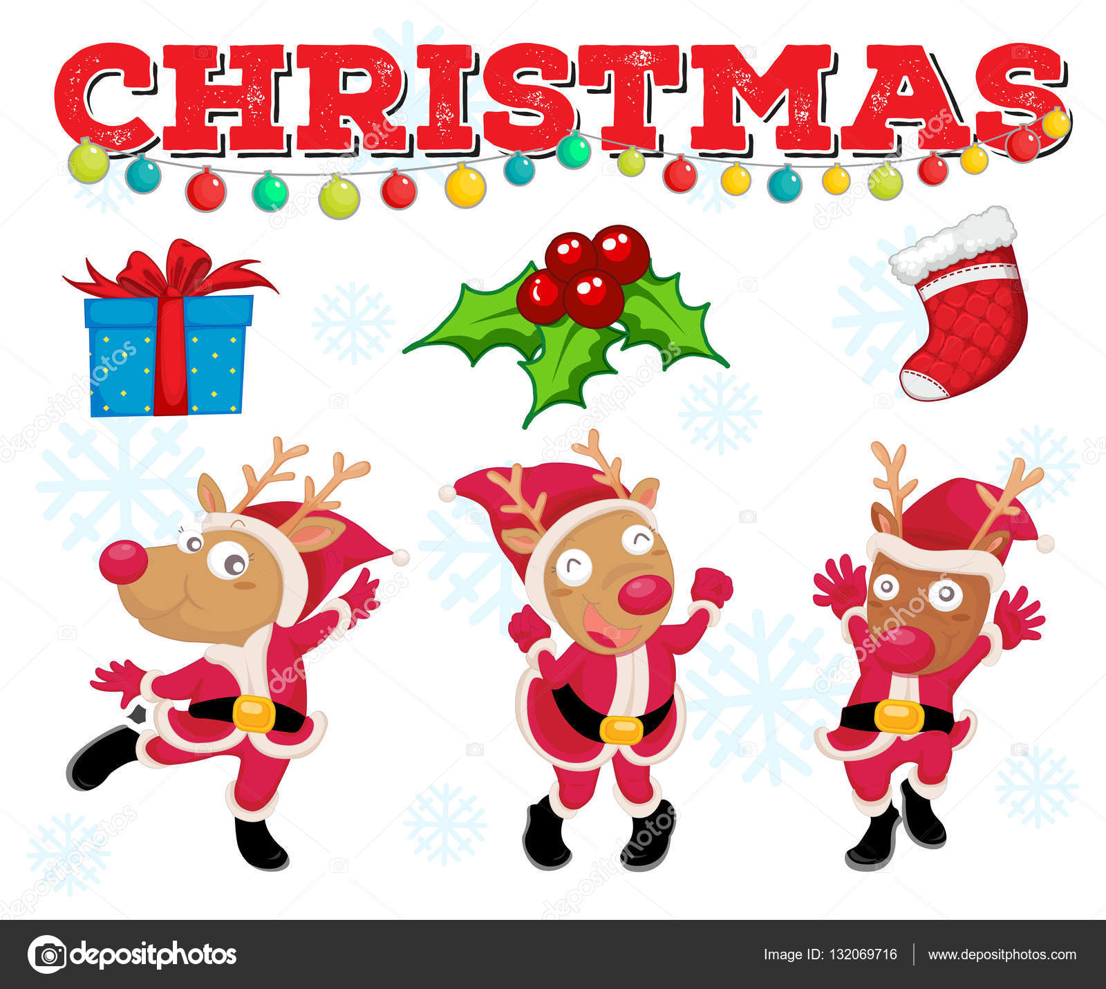 Christmas card template with reindeers Stock Vector Image by