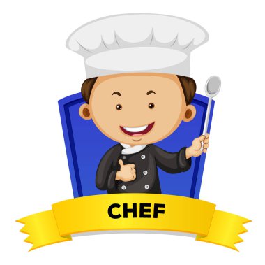 Erkek chef ile meslek wordcard