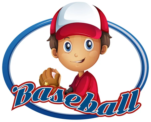 Sport logo design with baseball player — Stock Vector