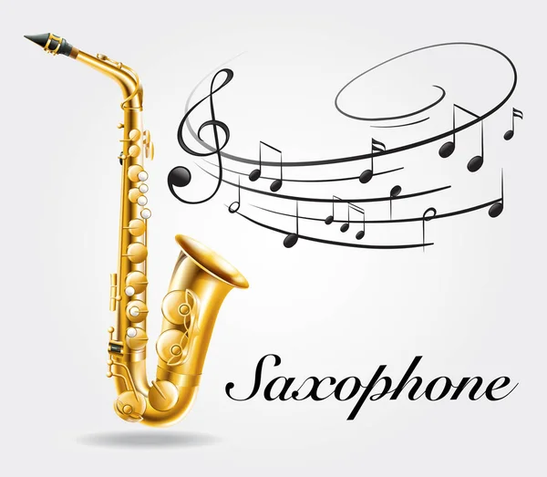 Saxofoon en muziek notities op poster — Stockvector