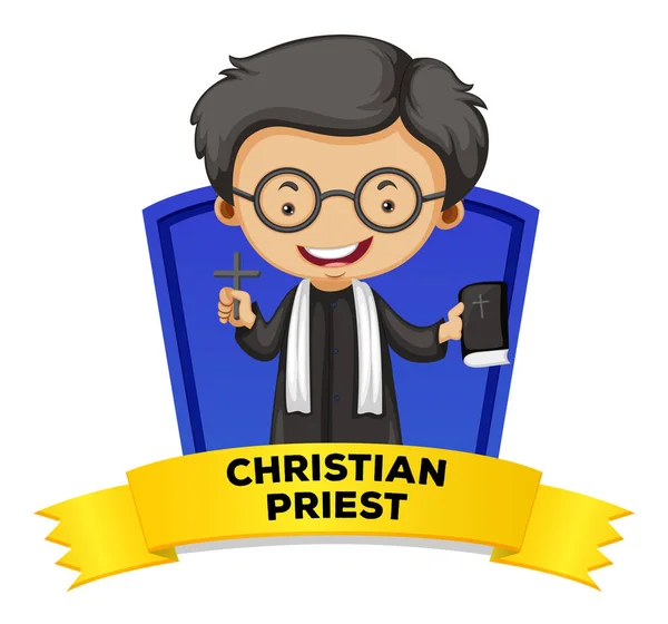 Design de etiquetas com padre cristão — Vetor de Stock