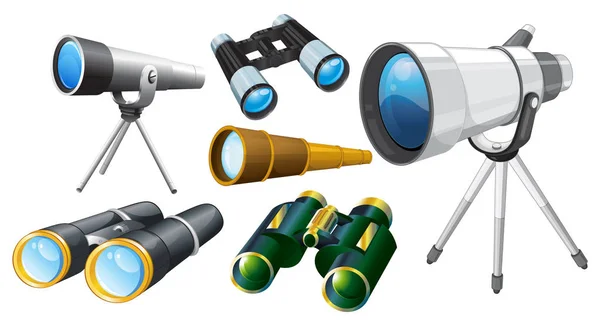 Diferentes diseños de telescopios — Vector de stock