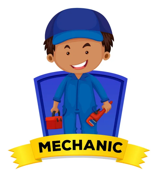 Zawód wordcard z word mechanik — Wektor stockowy