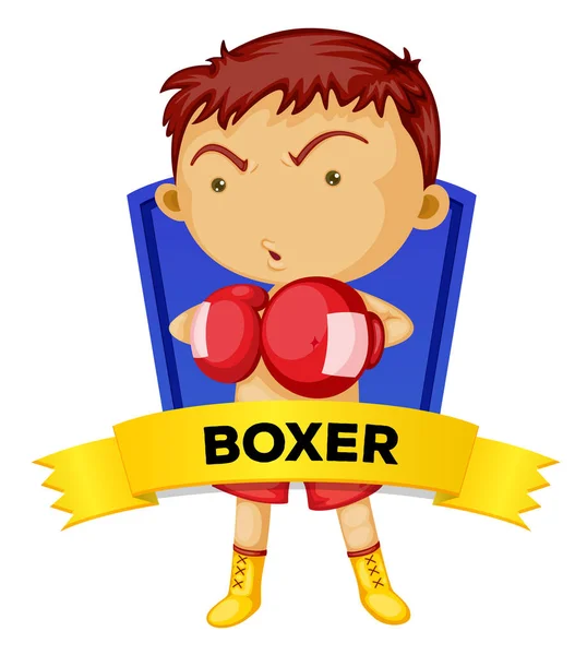 Label design with man boxing — Stock Vector