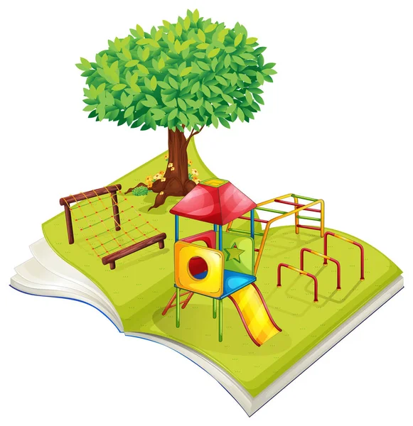 Kniha dětské hřiště v parku — Stockový vektor