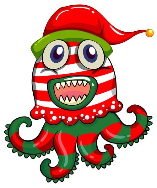 Kerstthema met monster in KERSTMUTS — Stockvector