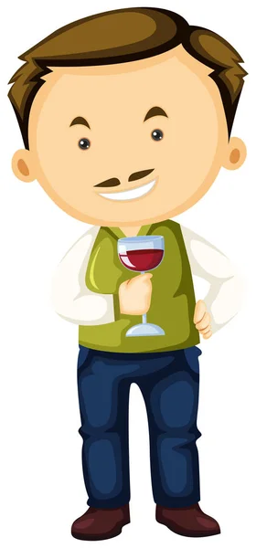 Viticoltore che tiene in mano il bicchiere di vino — Vettoriale Stock