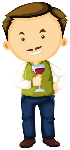 Enólogo sosteniendo copa de vino en la mano — Vector de stock