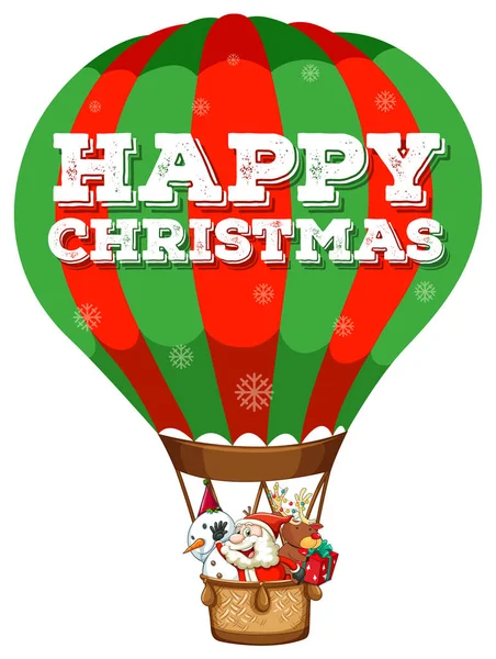 Счастливого Рождества с Сантой на воздушном шаре — стоковый вектор