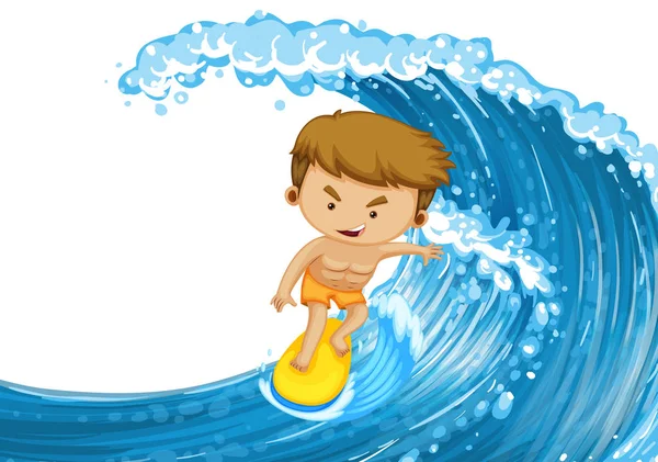 Hombre surfeando en la gran ola — Vector de stock