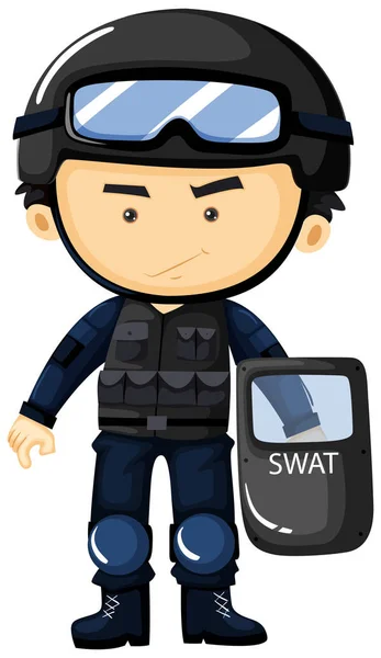 SWAT en uniforme de protection — Image vectorielle
