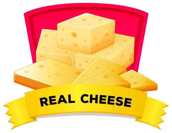 Design de etiquetas com queijo real — Vetor de Stock