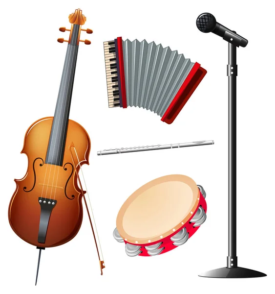 Různé typy hudebních nástrojů — Stockový vektor