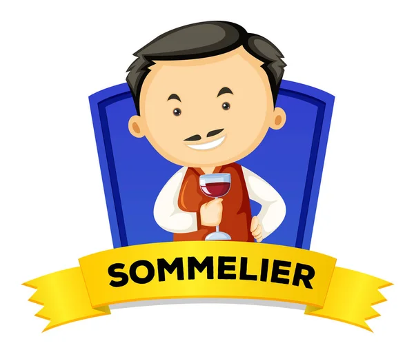 Profesión wordcard with sommelier — Vector de stock