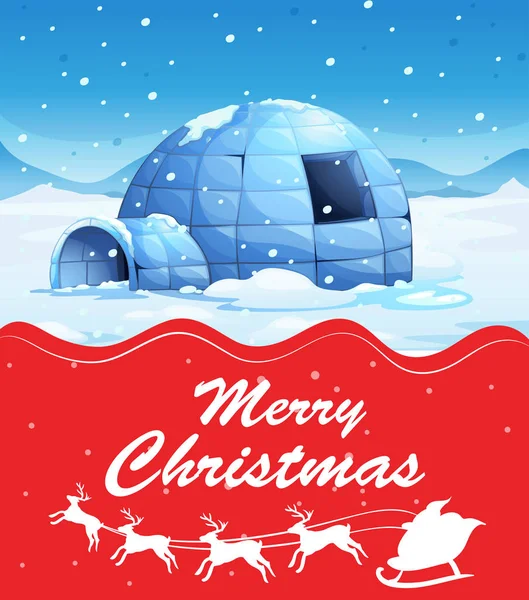 Szablon kartki świąteczne z igloo na ziemi śniegu — Wektor stockowy