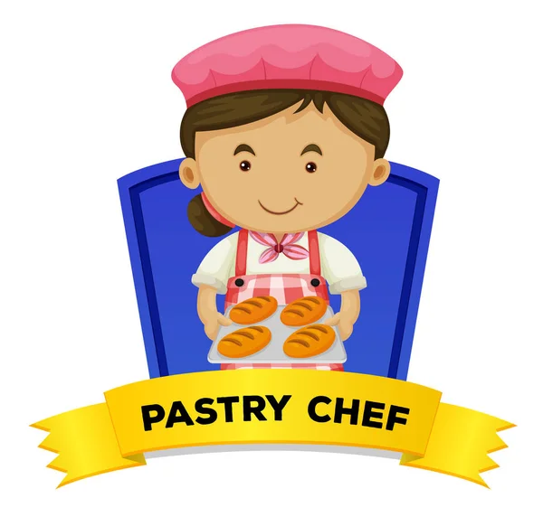 Job wordcard with pastry chef — Stock Vector