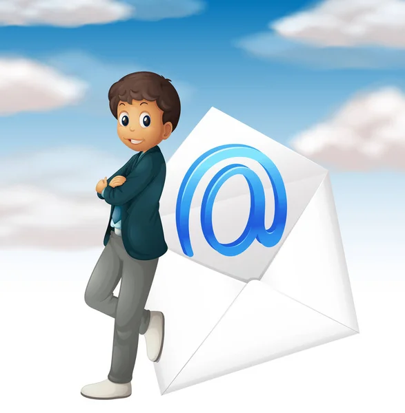 Homme d'affaires et e-mail symbole dans le ciel — Image vectorielle